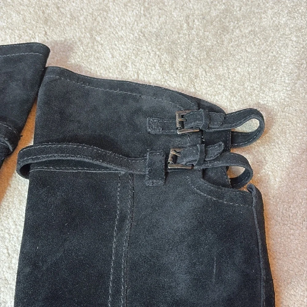 🧤 Sam Edelman, black suede knee-high Sutton boots: